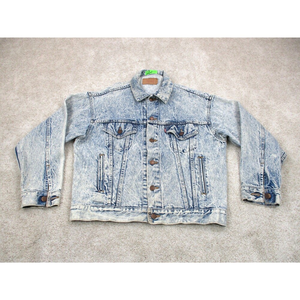 VINTAGE Levis Jean Jacket Mens Medium Blue Acid Wash Denim 70507-0219 USA 80s